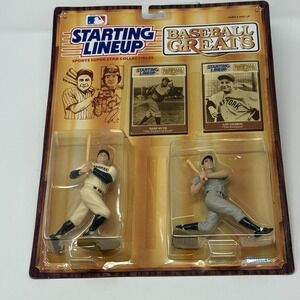 1989 Starting Lineup Baseball Greats Babe Ruth & Lou Gehrig Figures w/ Cards